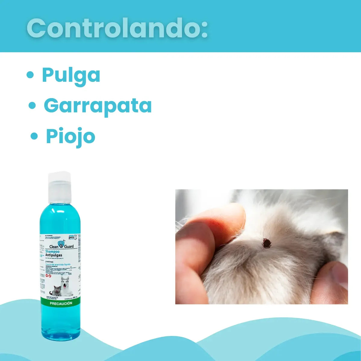 Shampoo Antipulgas Perros y Gatos 250 ml Clean Guard