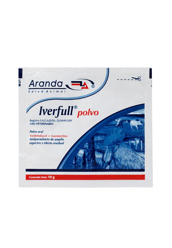 Iverfull Polvo Caja 25 Sobres 10g c/u Antiparasitario de Amplio Espectro y Efecto Residual