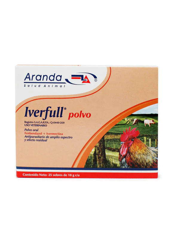 Iverfull Polvo Caja 25 Sobres 10g c/u Antiparasitario de Amplio Espectro y Efecto Residual