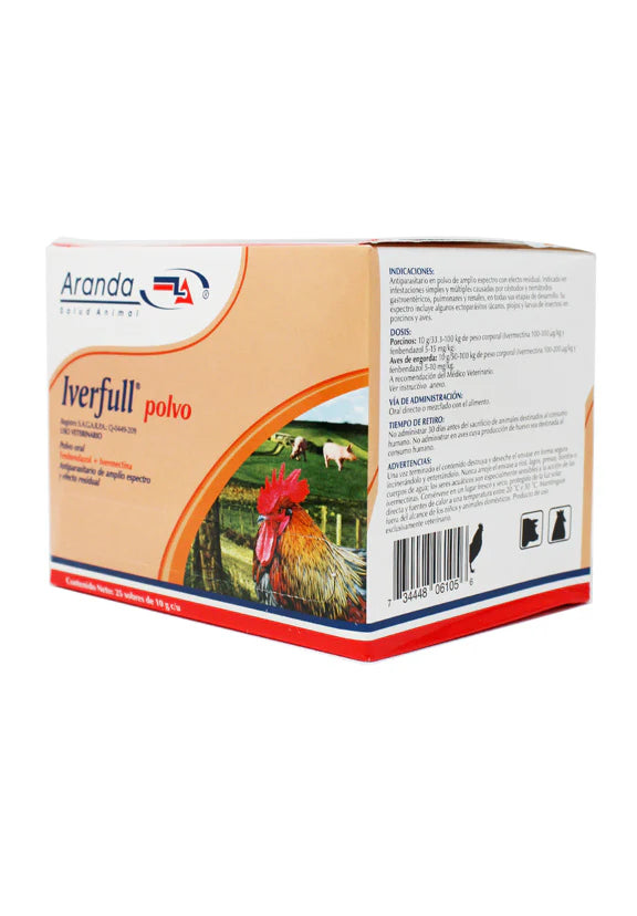 Iverfull Polvo Caja 25 Sobres 10g c/u Antiparasitario de Amplio Espectro y Efecto Residual